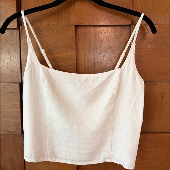 Abercrombie & Fitch Tops - Abercrombie & Fitch Cream Linen Blend Tank with Adjustable Spaghetti Straps
